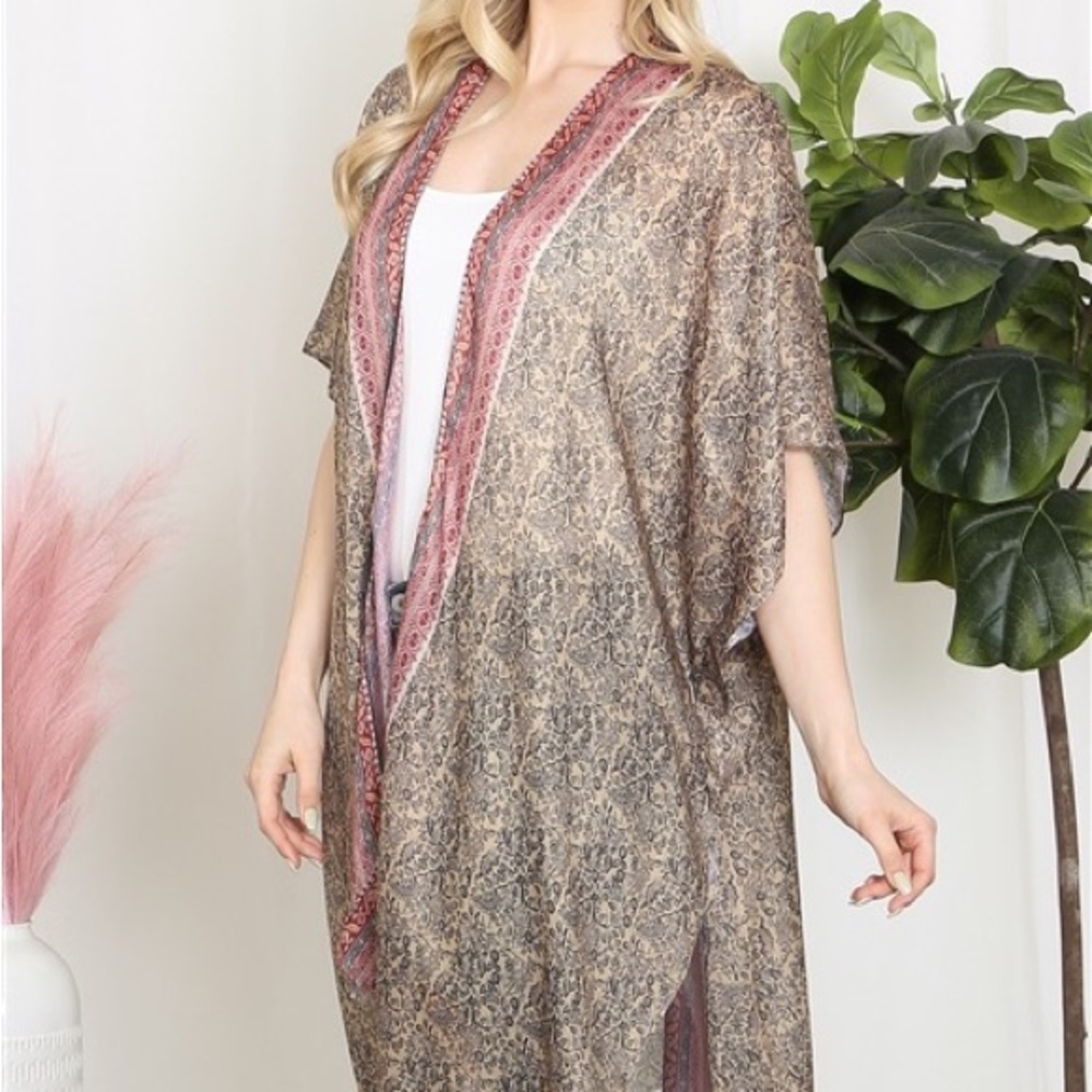 New Arrival Lightweight Leaf Print Inline Boho Op… - image 6